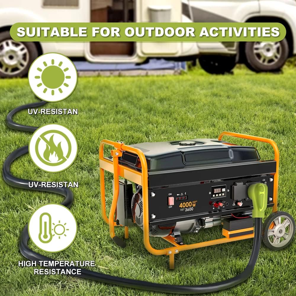 50 Amp Generator Extension Cord, NEMA 14-50P to SS2-50R, STW 6/3 + 8/1, Twist Lock Plug, 25FT B9940