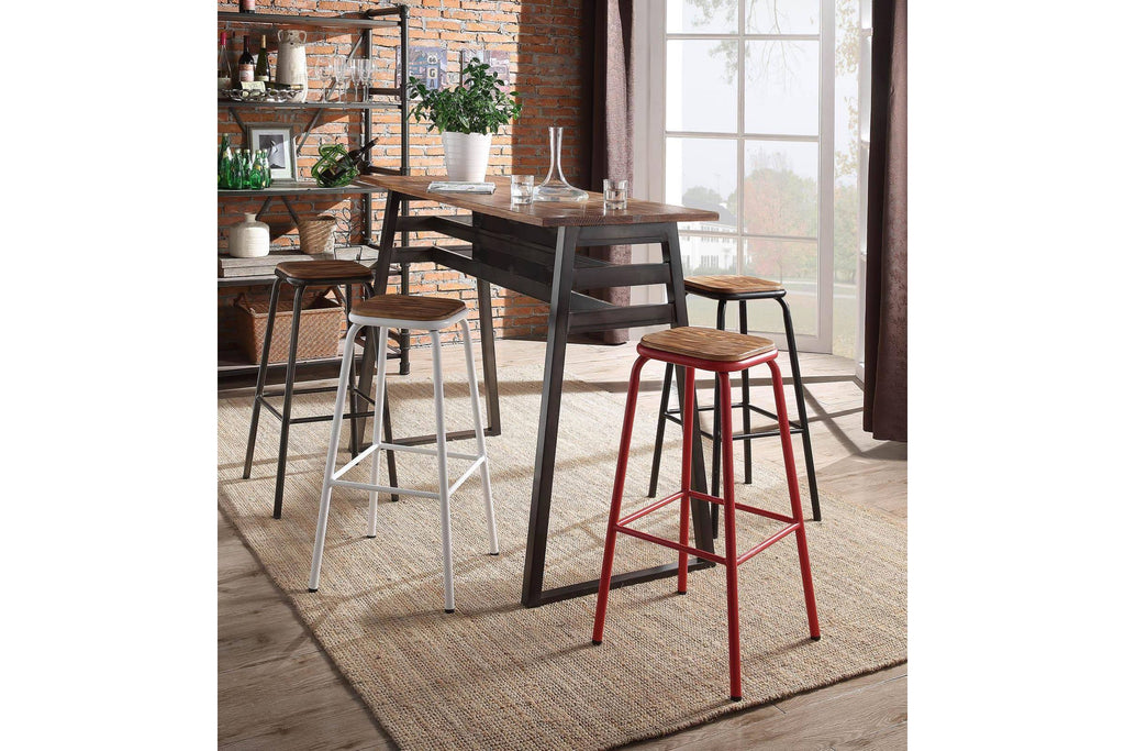 Natural & Black Bar Stool Set of 2 J5954