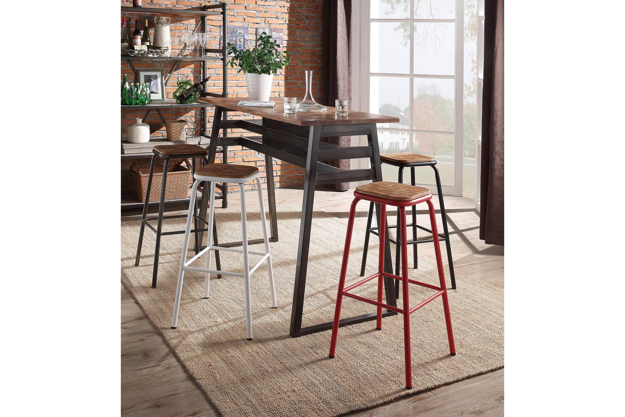 Natural & Black Bar Stool Set of 2 J5954
