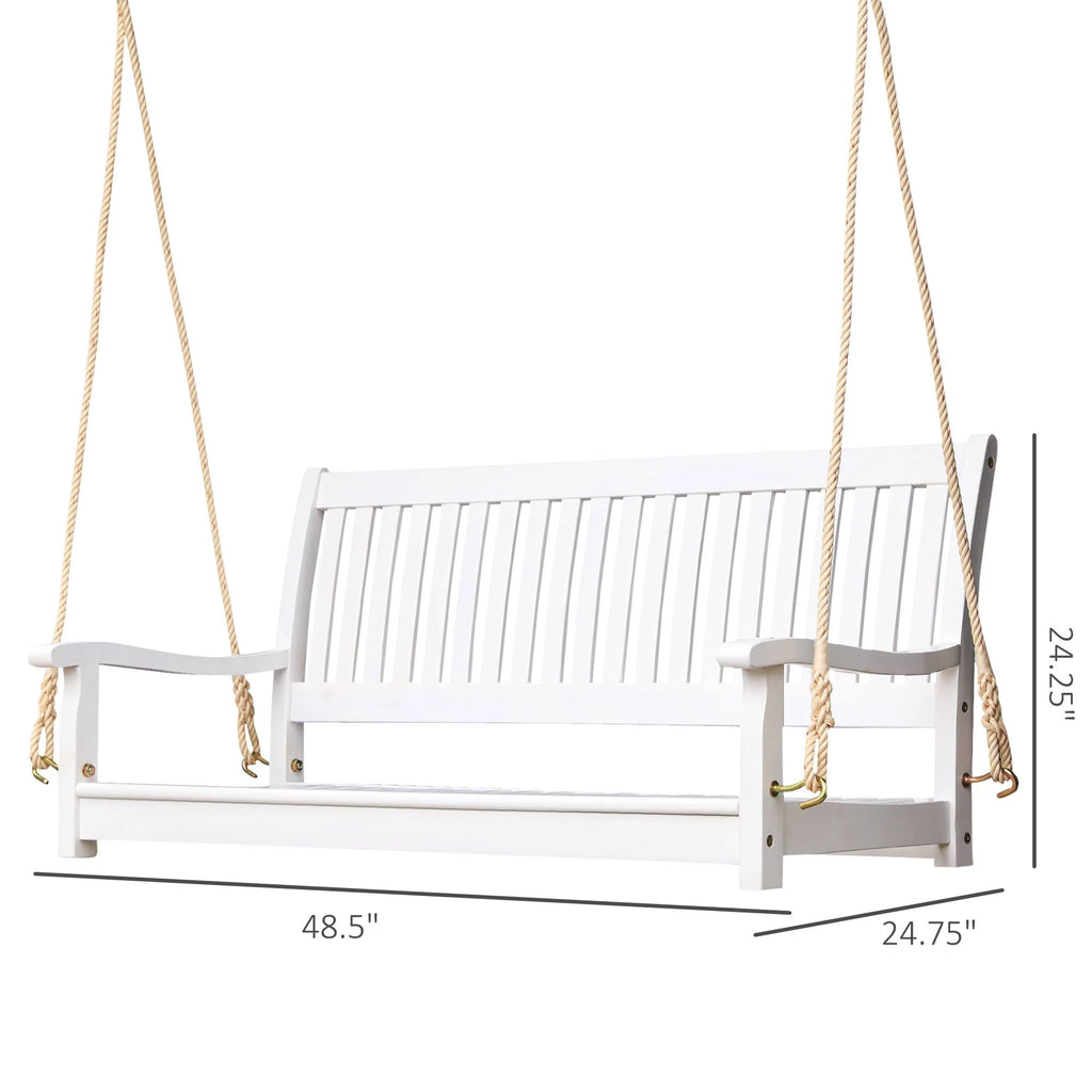 White Wooden Porch Swing Bench P50145