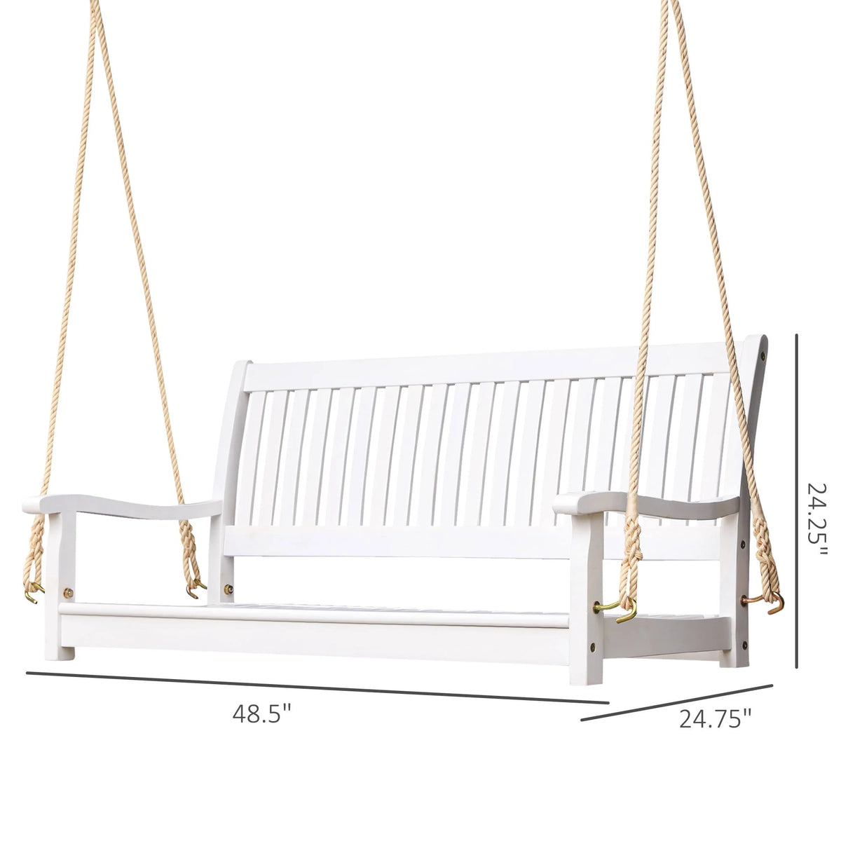 White Wooden Porch Swing Bench P50145