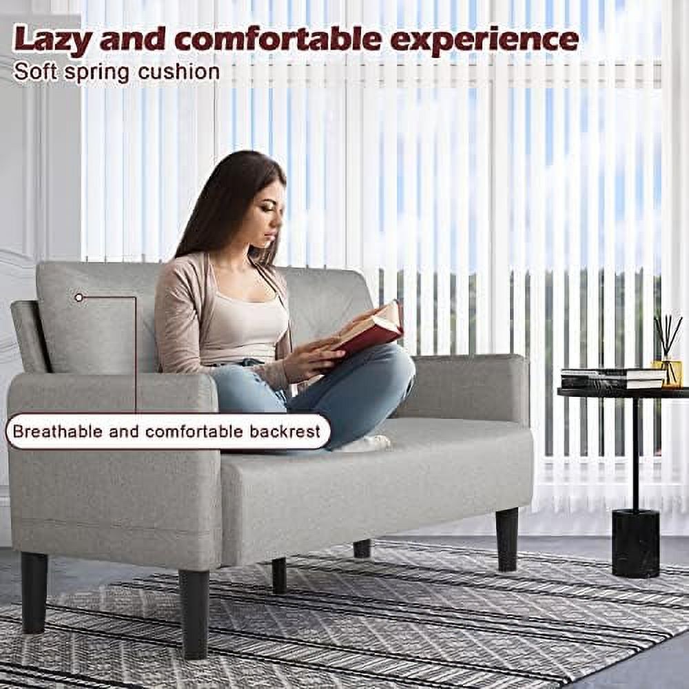 Compact 2-Seat Fabric Loveseat Sofa with USB Charging Ports T504590