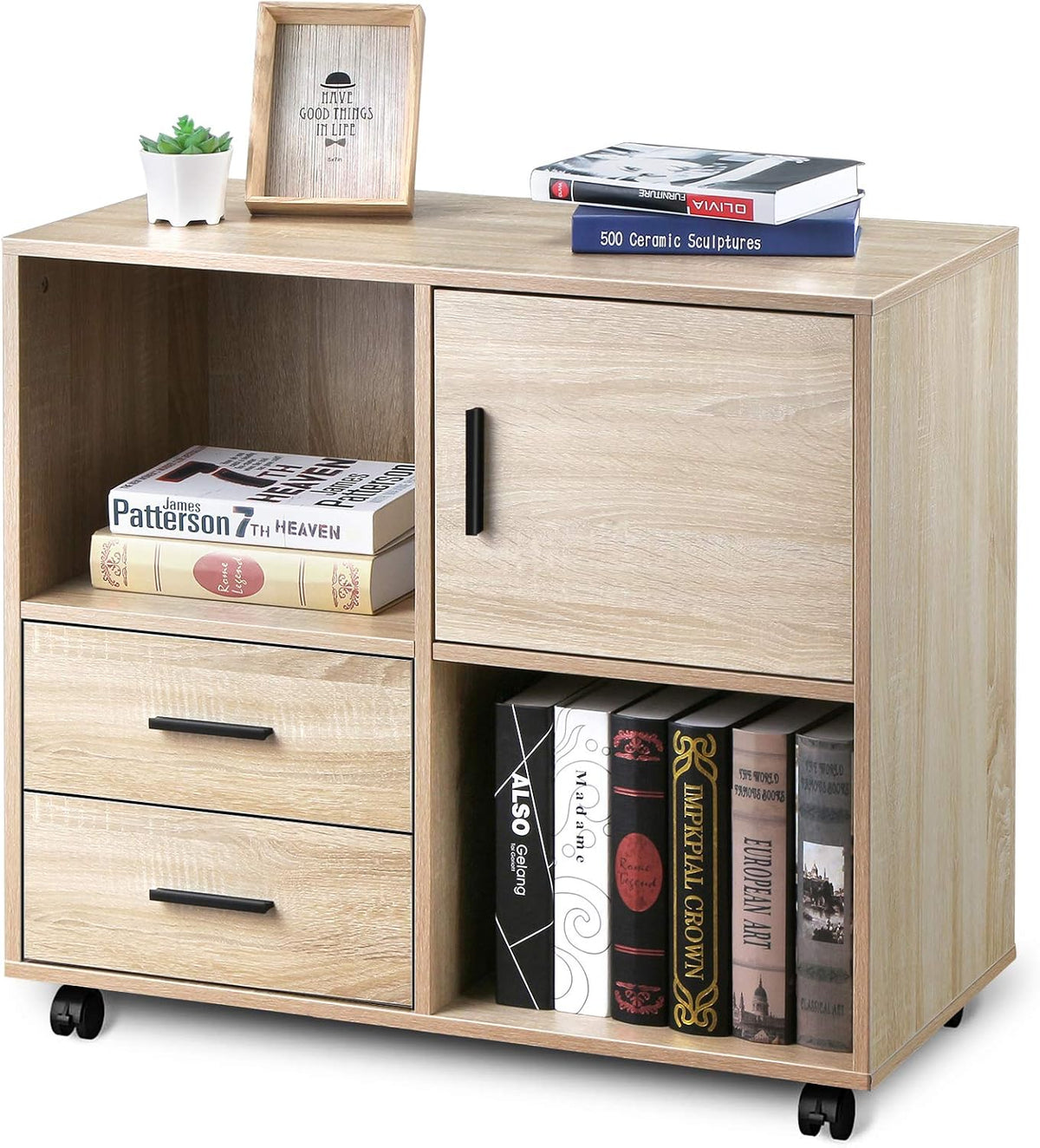 Black Walnut 3 Drawer Wood File Cabinet with Lock I389