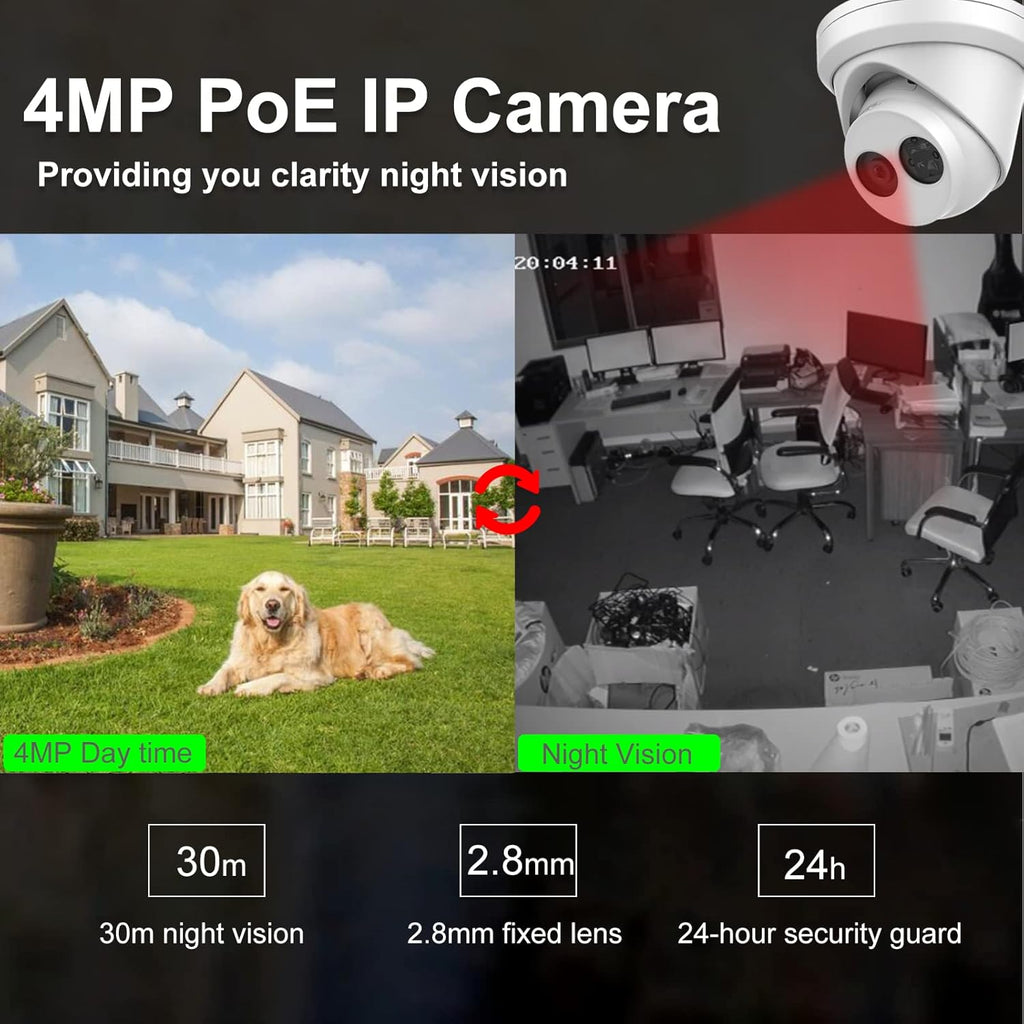 4MP Outdoor PoE Turret IP Camera with 2.8mm Y608301