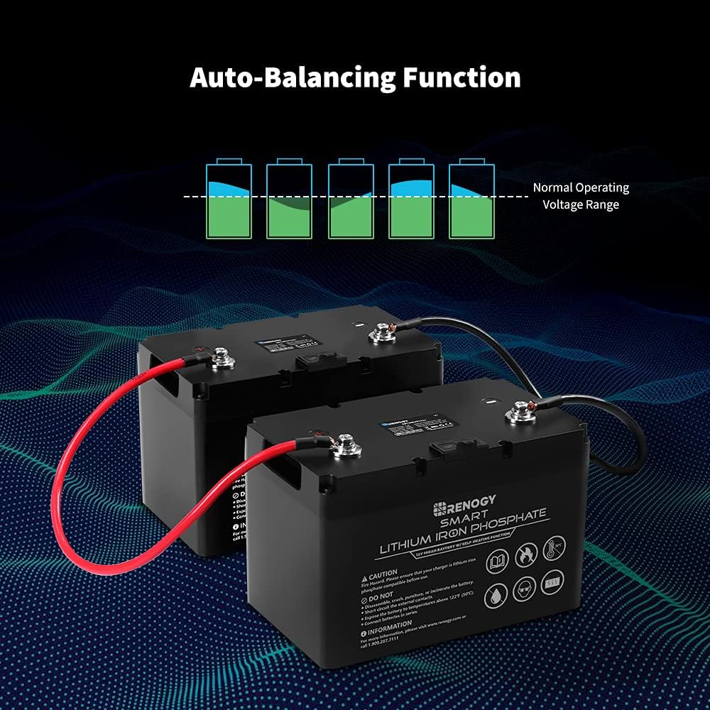 12V 100Ah Smart Lithium-Iron Phosphate Battery with Self-Heating Function S499019