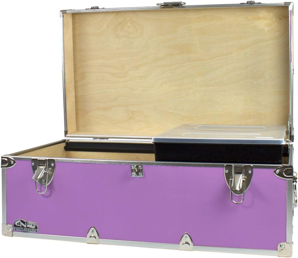 Gray Footlocker Storage Chest with Organizer Tray F2850