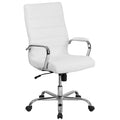 White and Silver Swivel Office Chair with Dual Wheel Casters S13760