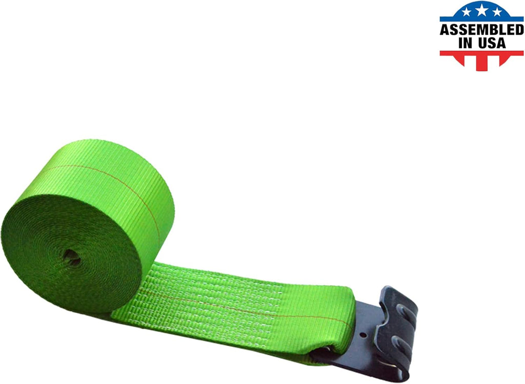 Yellow 4 x 30' Heavy Duty Tie-Down Winch Strap with Flat Hooks O215469