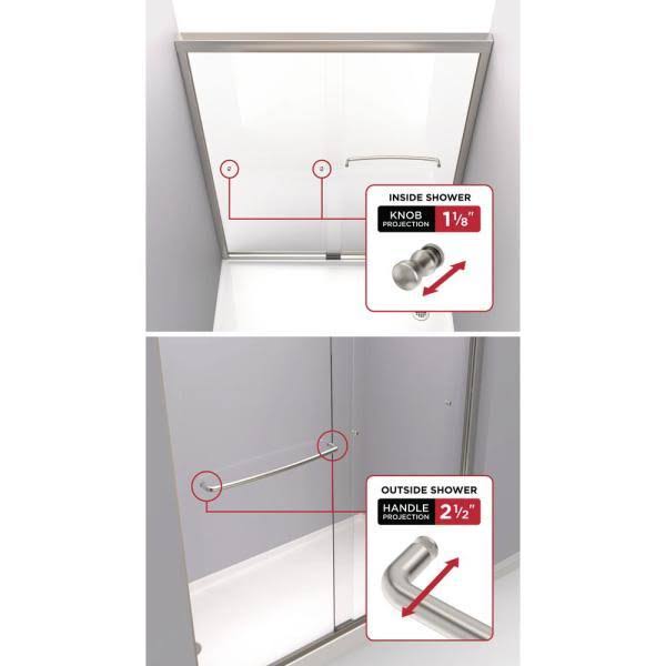 Semi-Frameless Sliding Shower Door in Chrome with Rain Glass M5338