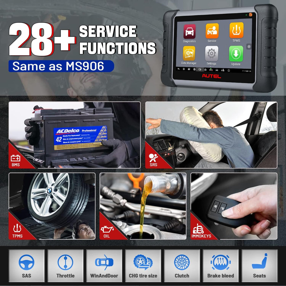 Autel MaxiCOM MK808TS Pro Diagnostic Scan Tool with Full TPMS Services F28424