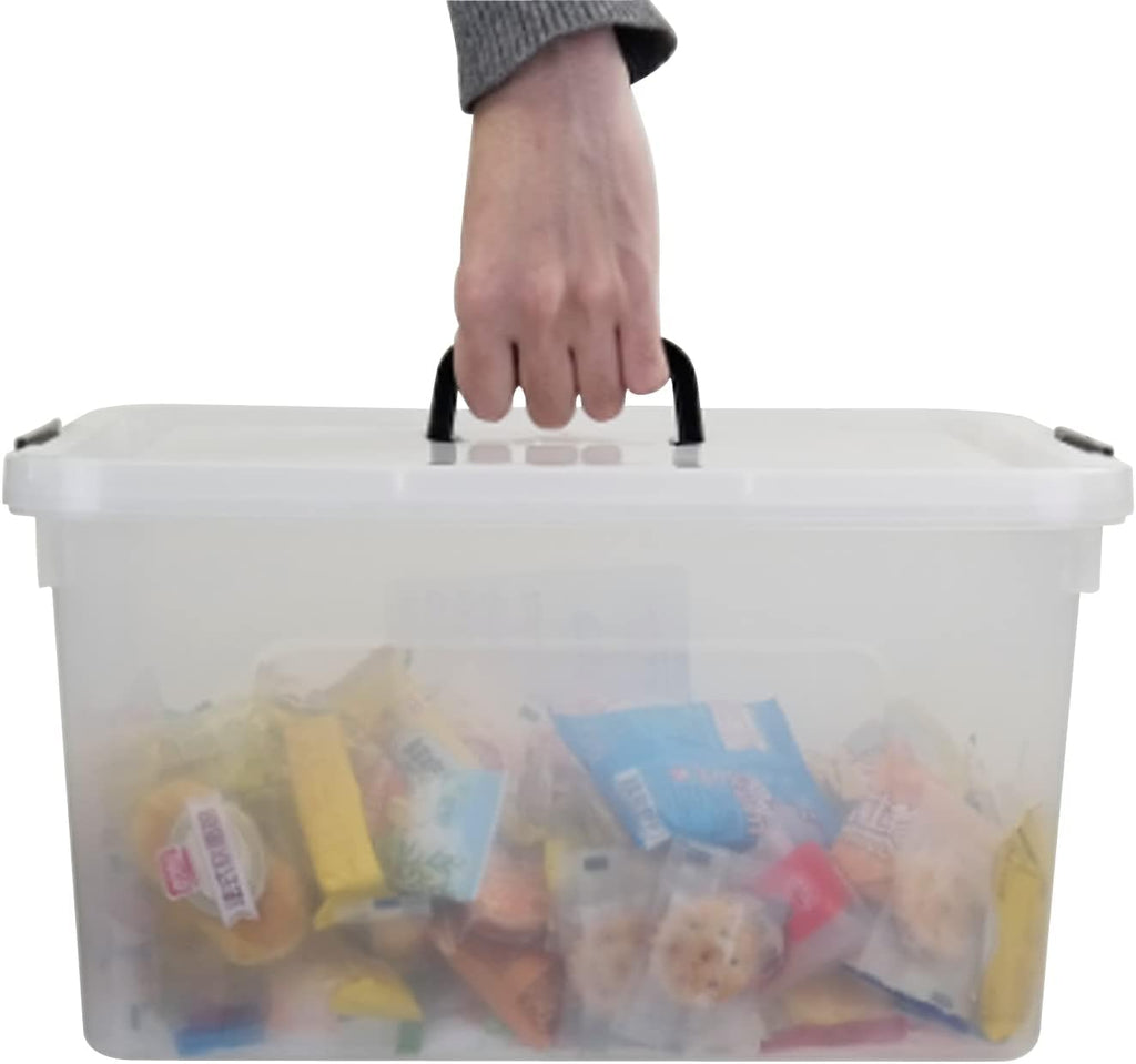 17.5 L Plastic Storage Bin with Lid, Clear Latching Box, 4 Packs F3733