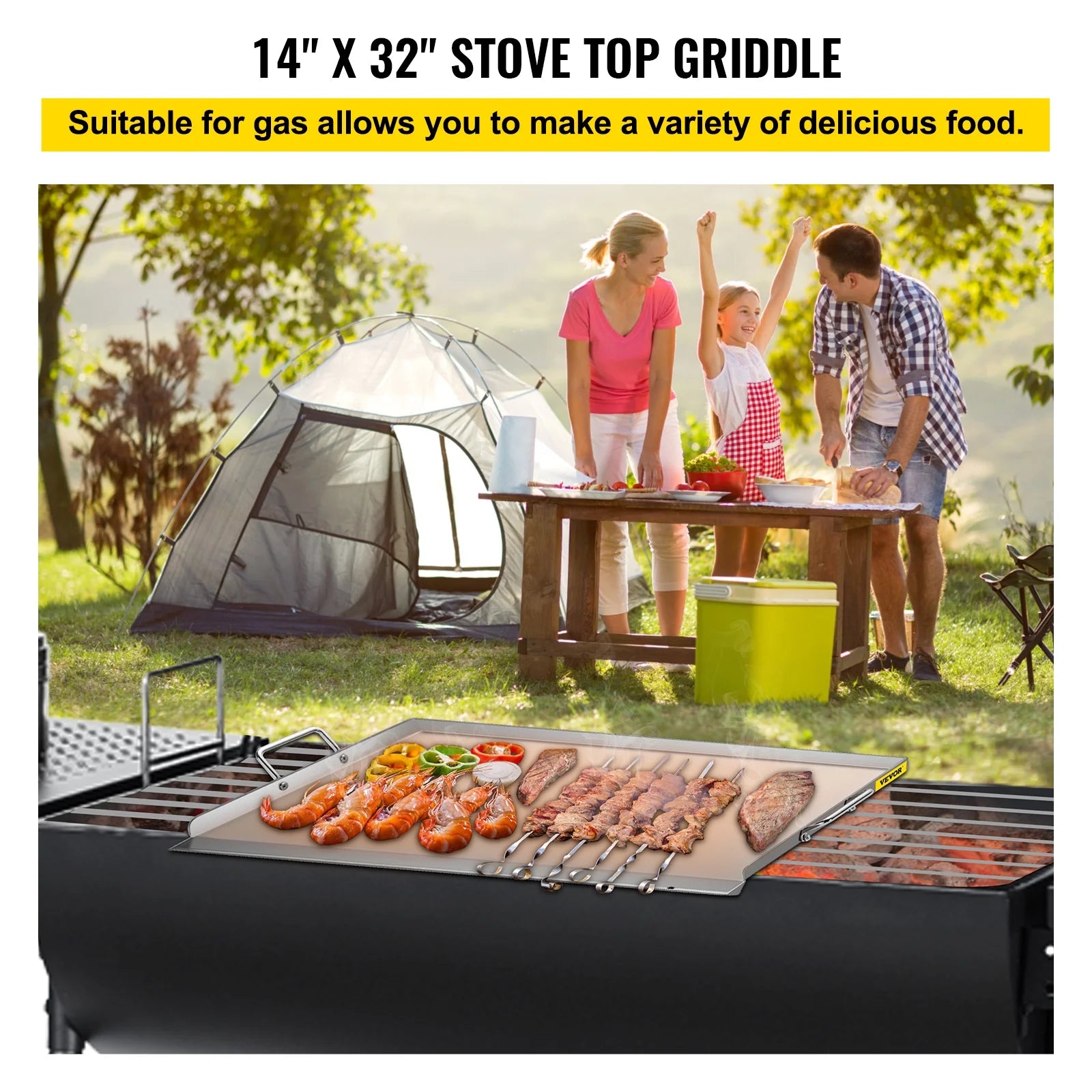Stainless Steel Flat Top Griddle with 2 Handles S5863