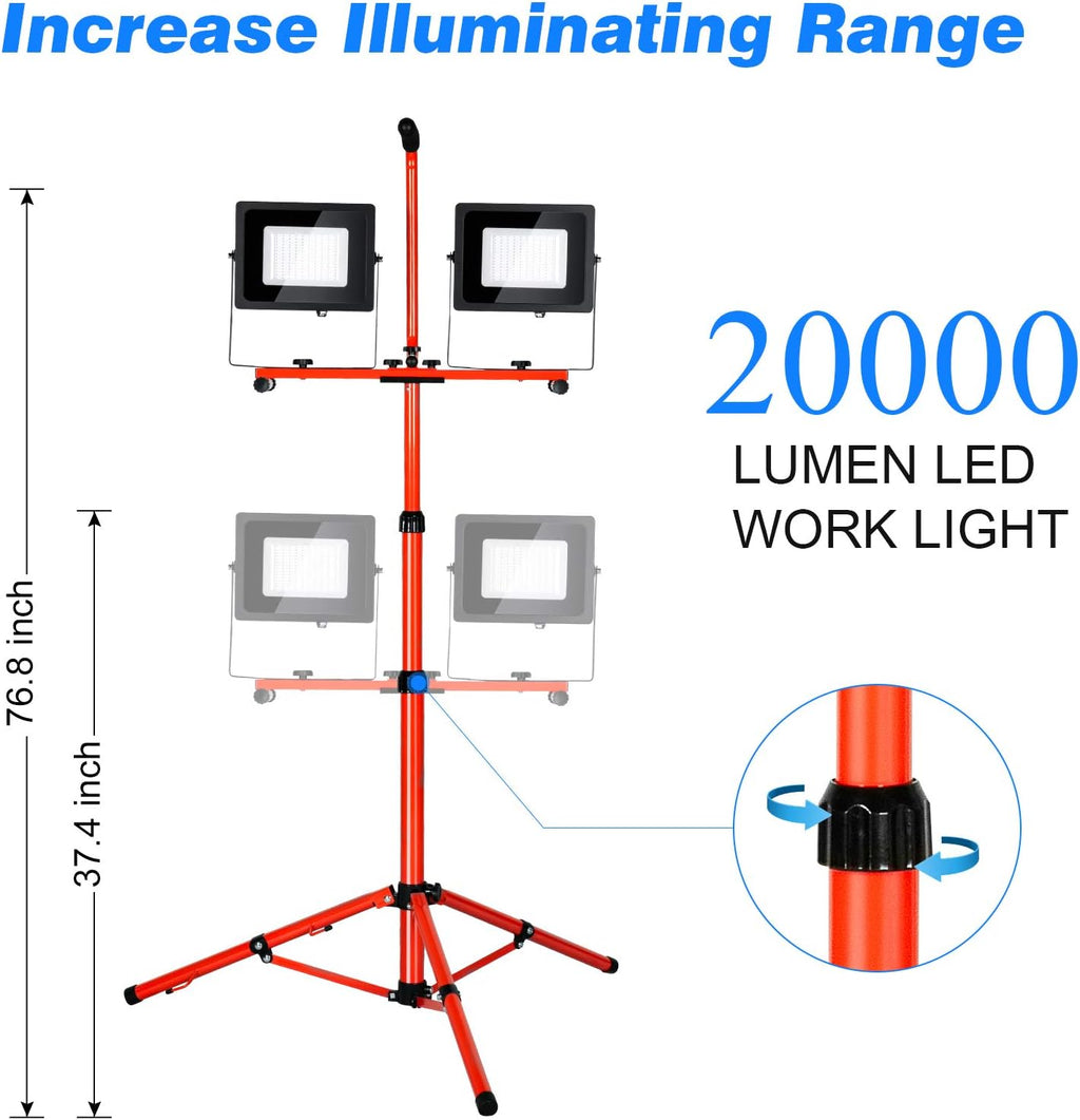 20000 Lumen LED Work Light With Stand 200W 5000K IP65 (2 pack) V574566