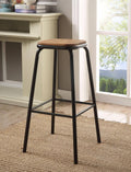 Natural & Black Bar Stool Set of 2 J5954