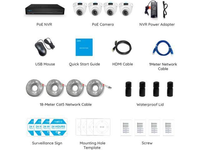 8CH 4MP PoE Home Security Camera System, 4X 1440p HD Outdoor Dome IP Cameras, 2TB HDD NVR Y8975