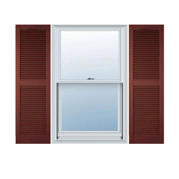 Custom Cathedral Top Center Mullion Open Louver Shutters J74985