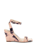 Leather Square-Toe Wedges, Size 7-1/2 Medium, Blush Navy N549