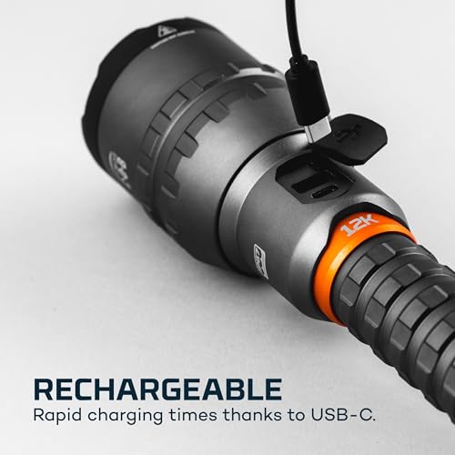 12000 Rechargeable Flashlight with Zoom, Waterproof, Power Bank U87924