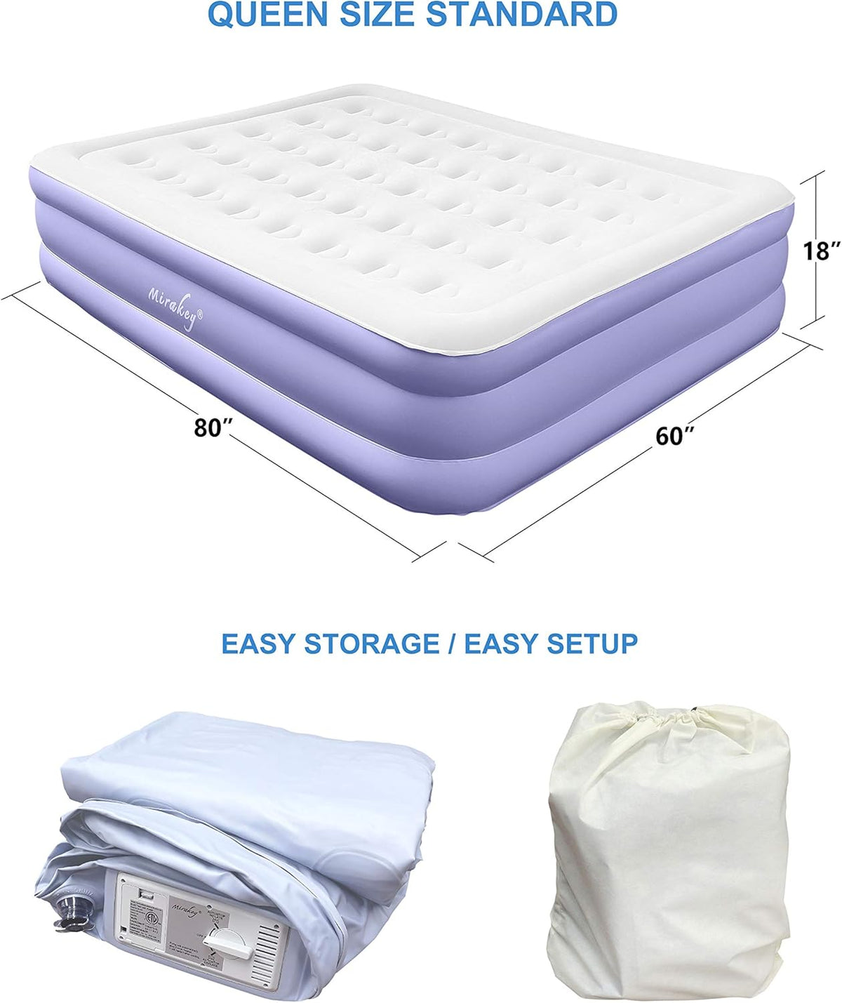 Queen Size Inflatable Air Mattress with Built in Pump H367