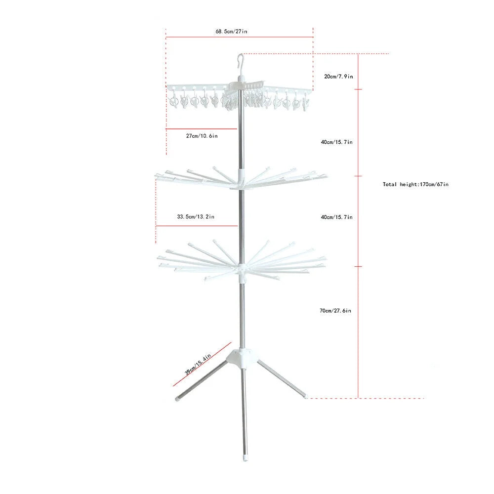 Folding 360° Rotation Clothes Drying Rack Tripod Laundry Hanger Stand A612