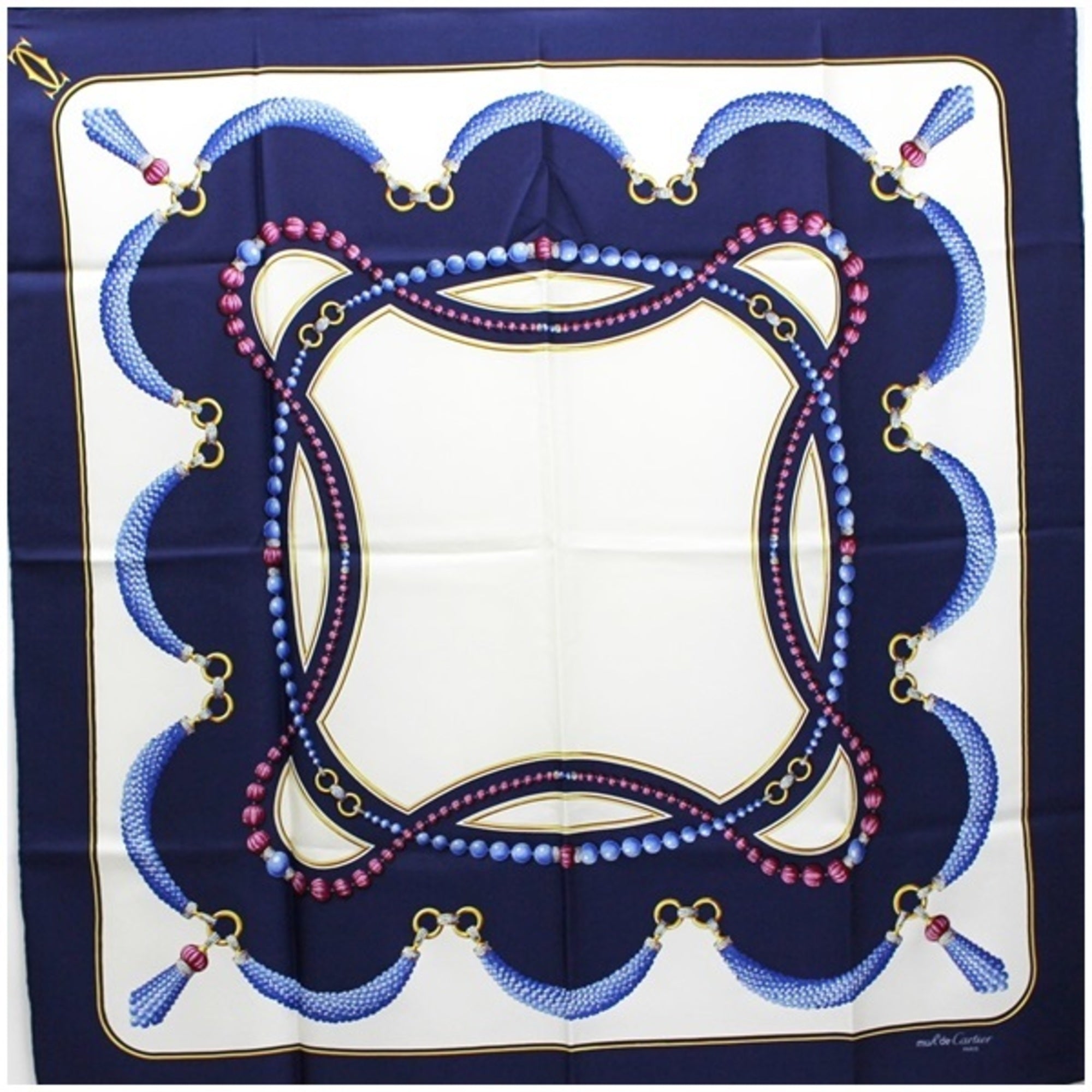 Navy White Pattern Scarf Muffler S331341