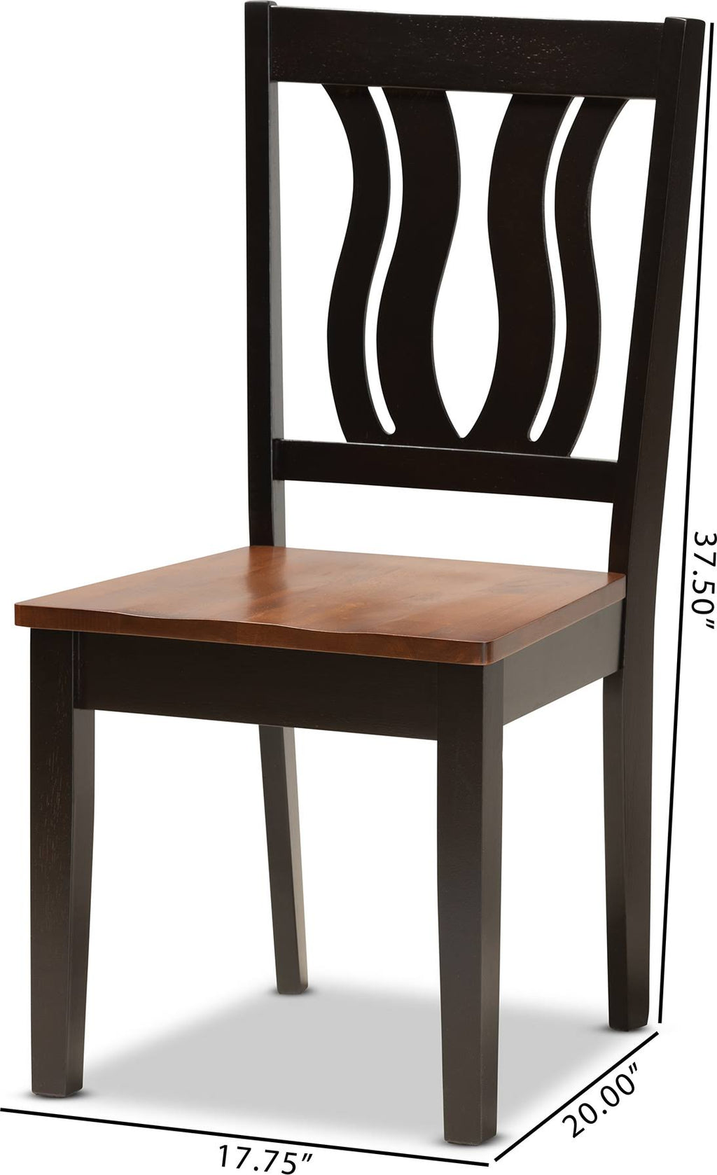 2-Piece Dark Brown and Walnut Brown Wood Dining Chair N848401