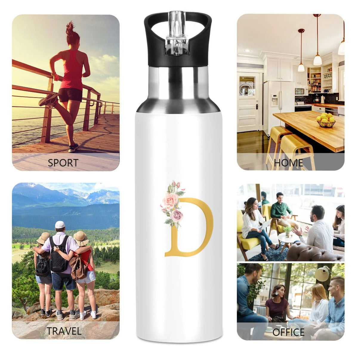 Stainless Steel Insulated Water Bottle with Straw Lid P185