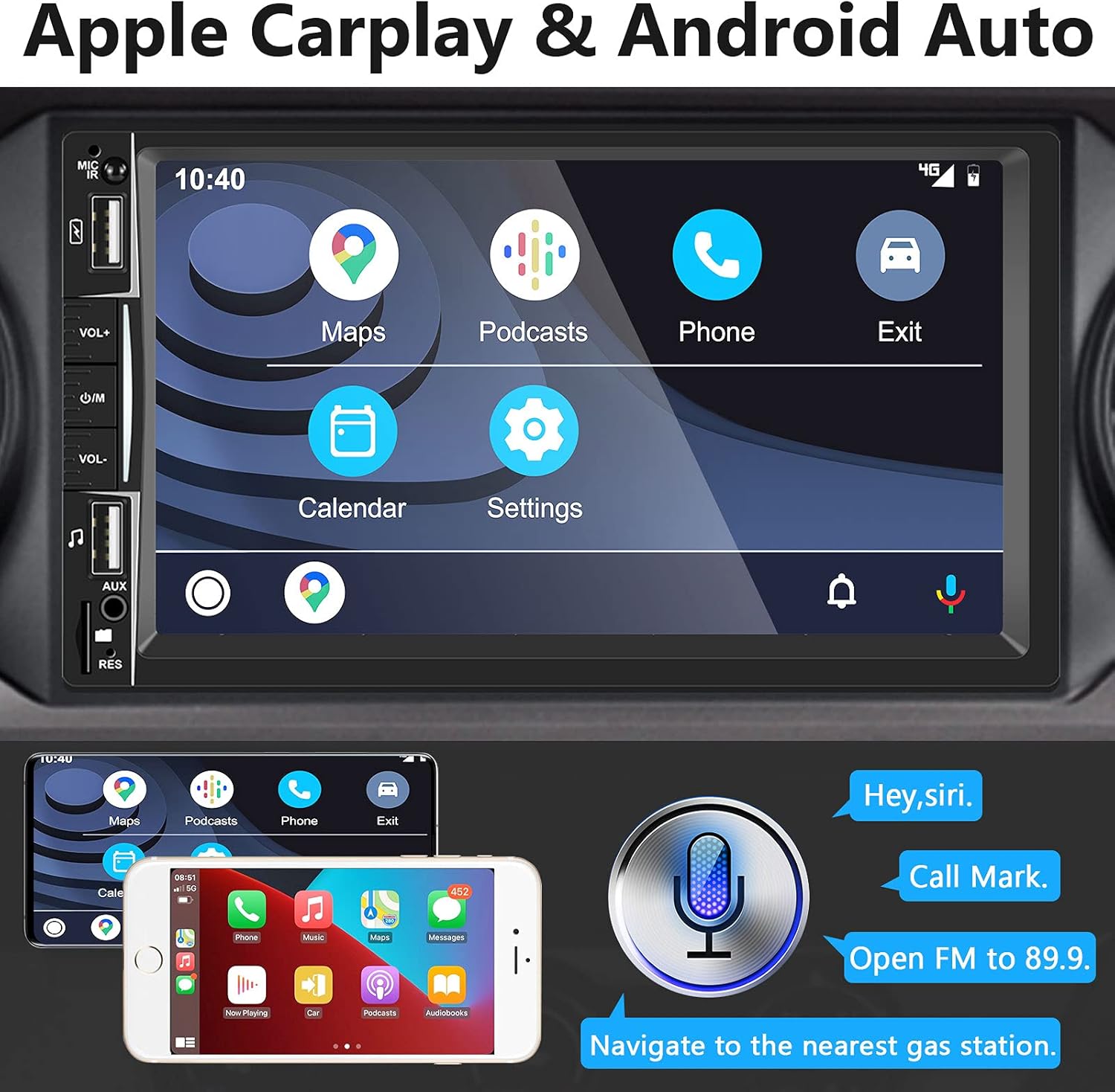 7 Inch Touch Screen Double Din Car Stereo with Bluetooth Backup Camera M3303