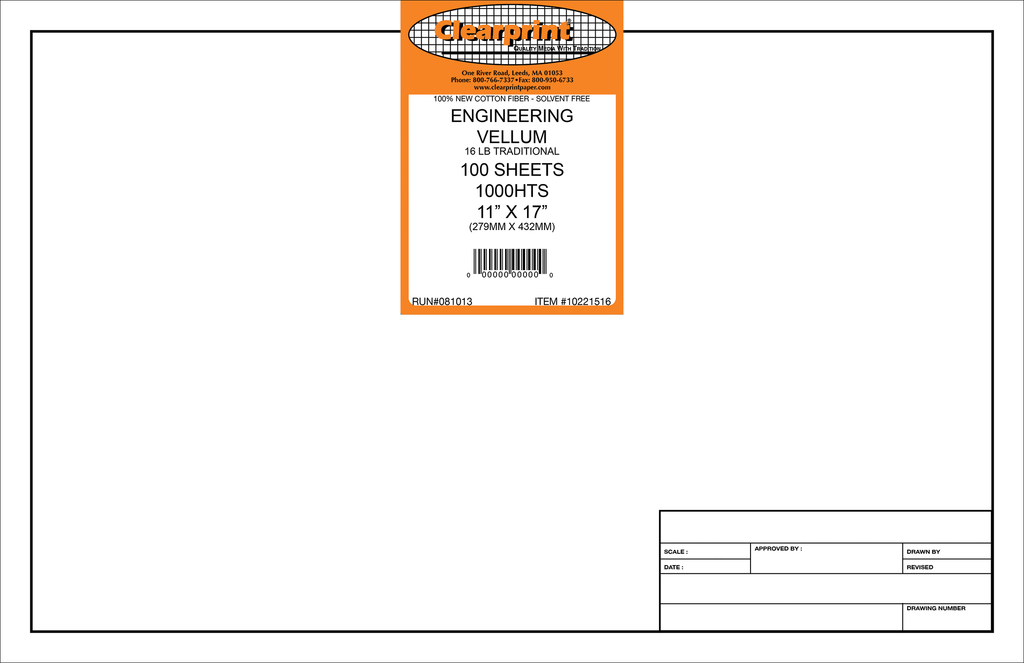 11 x 17 Unprinted Vellum 100-sheet-pack E84148