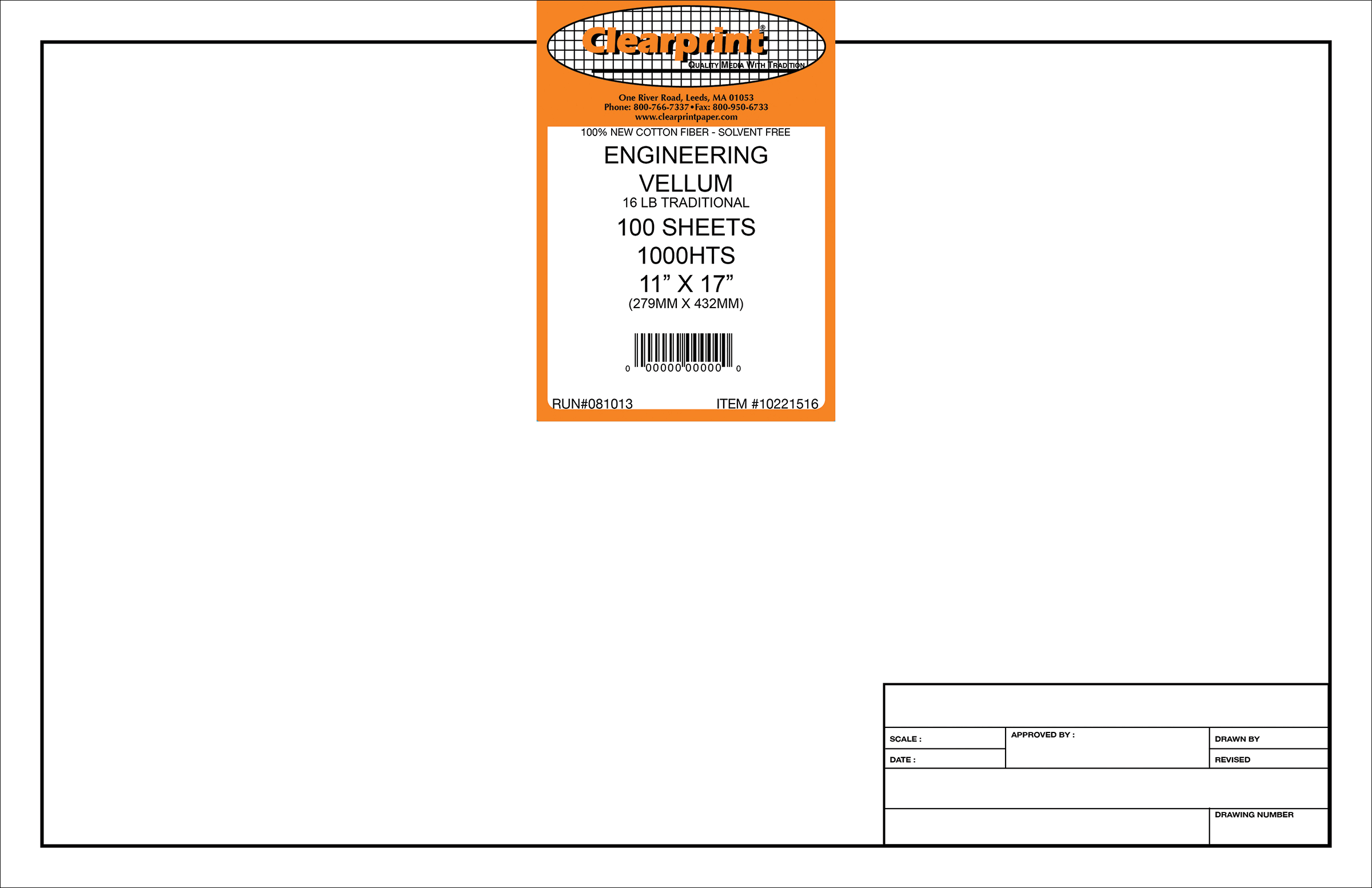 11 x 17 Unprinted Vellum 100-sheet-pack E84148