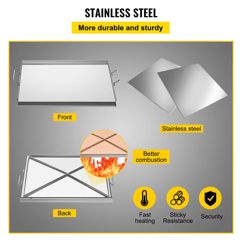 Stainless Steel Flat Top Griddle with 2 Handles S5863