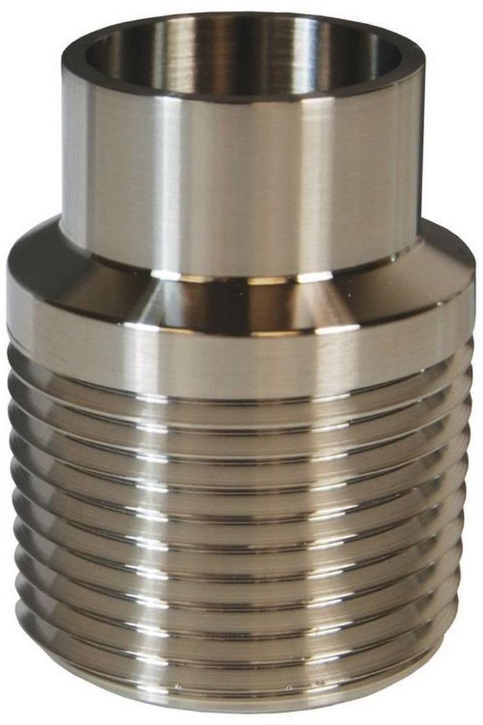 Unpolished Male NPT x Weld End Adapter, 304 Stainless Steel A196