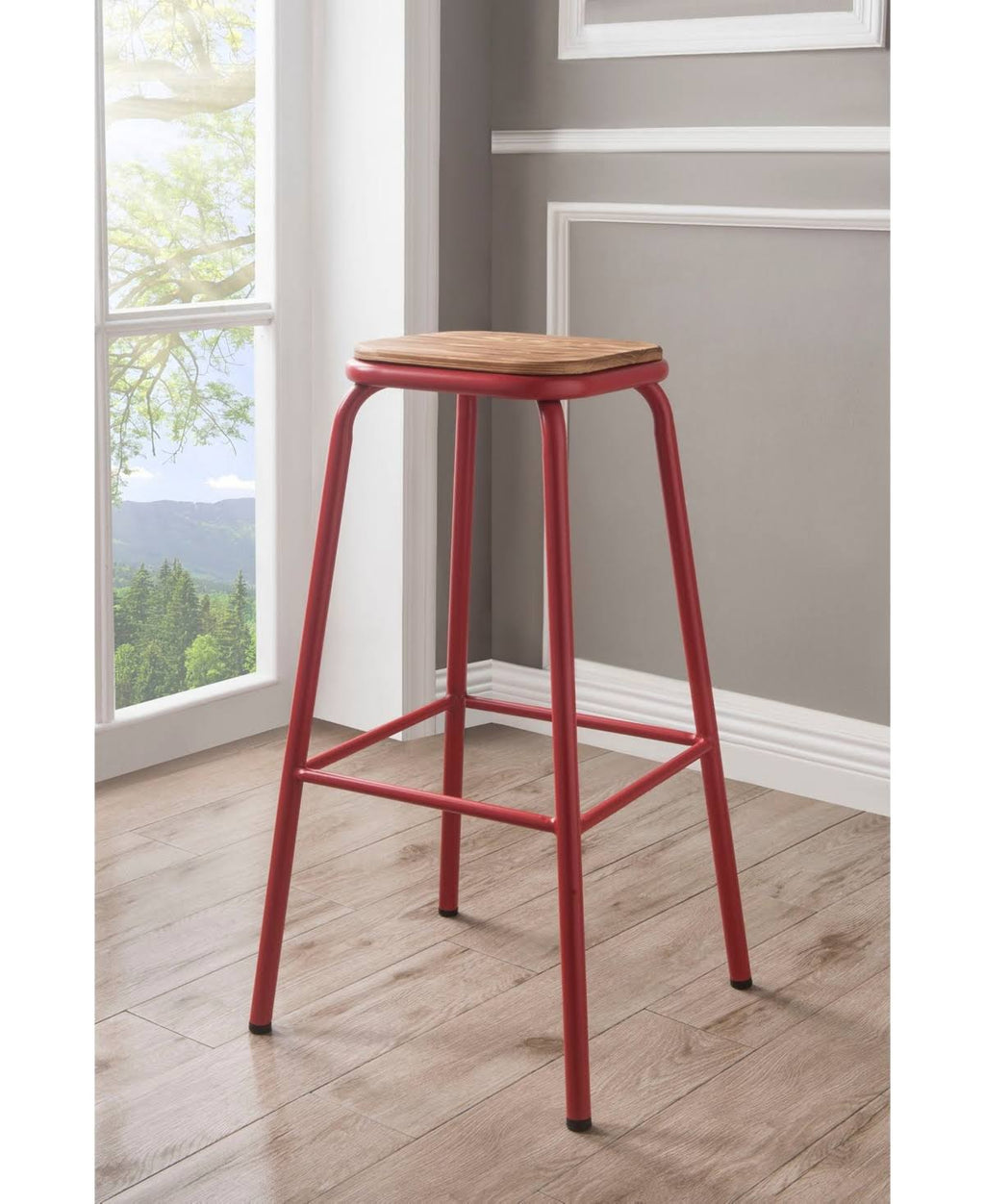 Natural & Black Bar Stool Set of 2 J5954