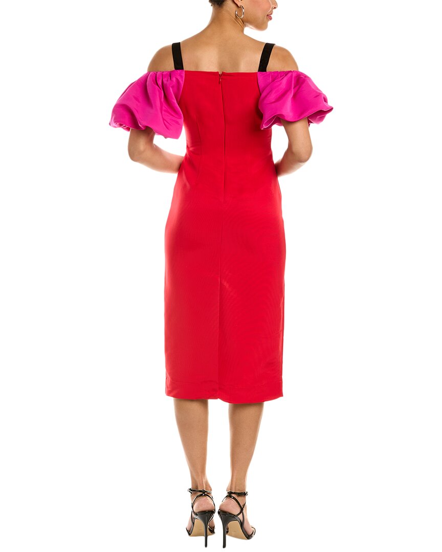 Red Off-The-Shoulder Midi Dress D3900