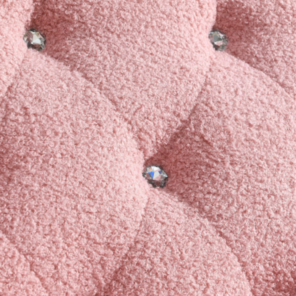 Pink Teddy Upholstered Chesterfield Chair with Gold Hardware Legs J96052