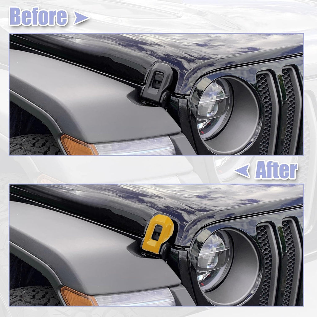 Yellow Hood Latch Lock Catch Brackets Cover for Jeep Wrangler JL JLU Gladiator JT Exterior Trim Accessories Pack of 2 T83072
