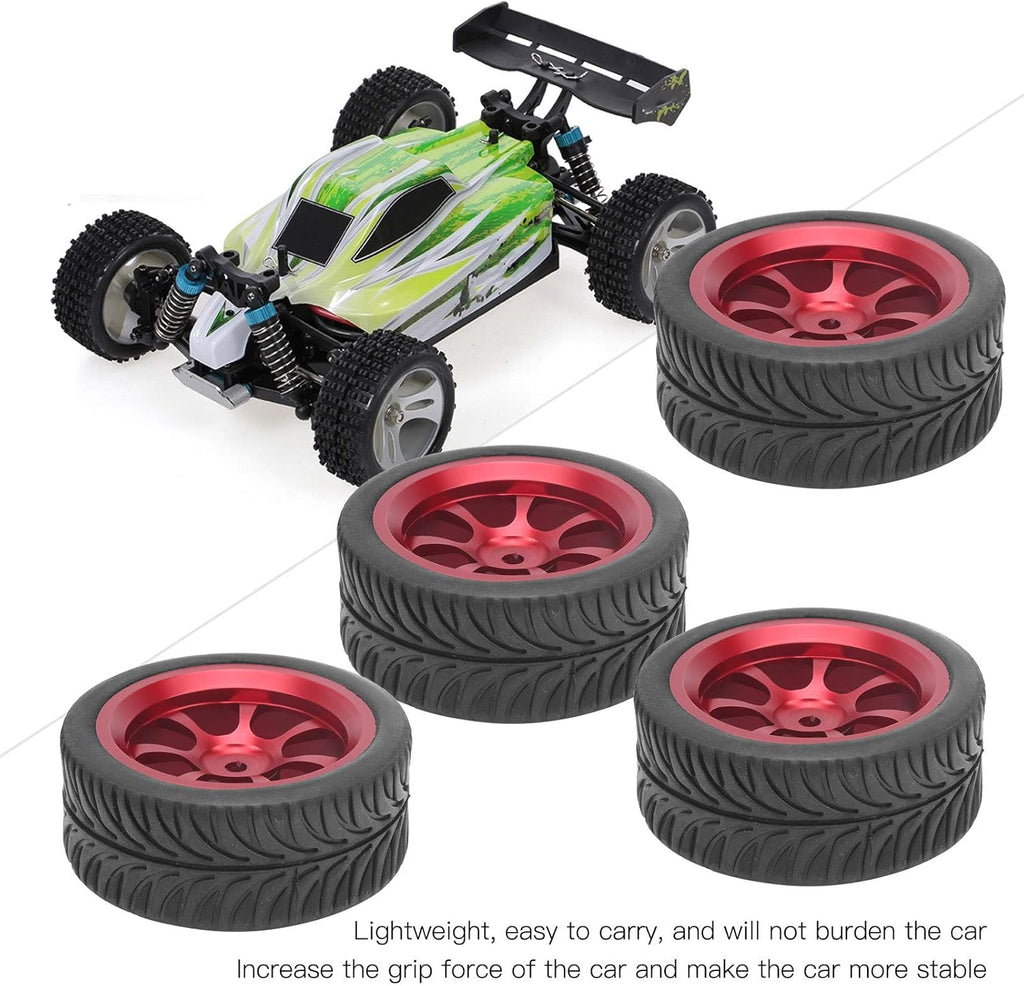 4Pcs Metal Wheel Rims Tires with Adapter for 1/18 RC Car I37681
