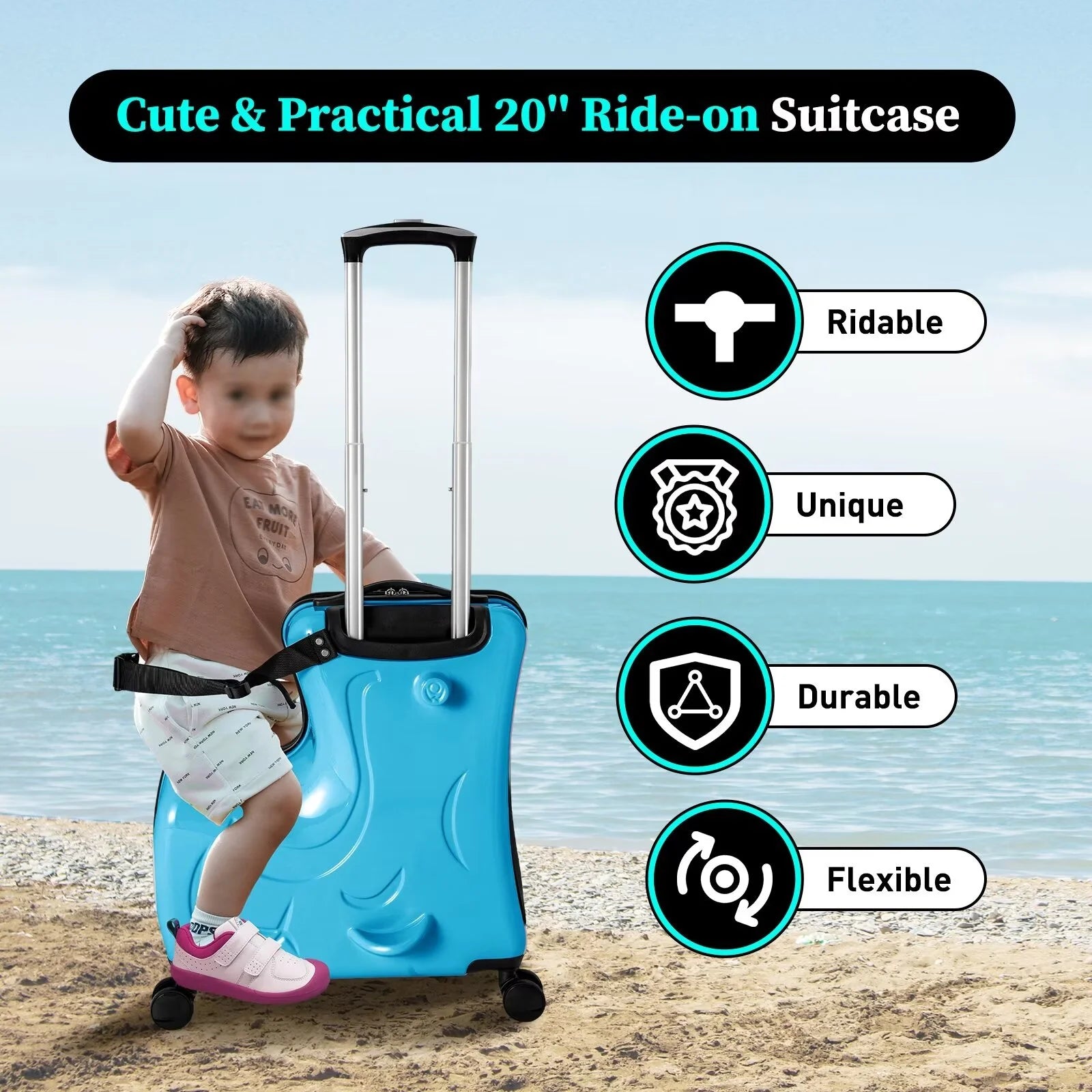 Blue 20" Hard Luggage Ride-on Travel Case G15557