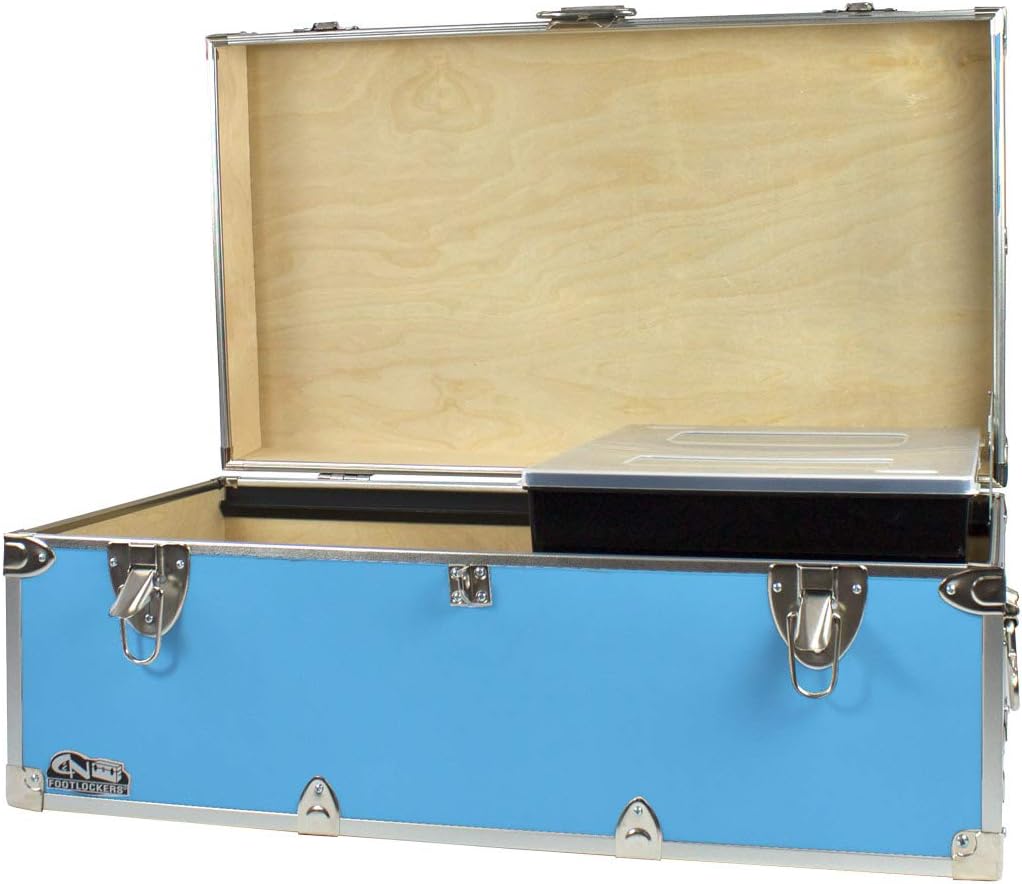 Gray Footlocker Storage Chest with Organizer Tray F2850