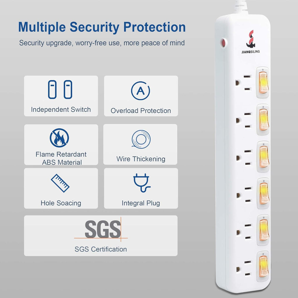 4 Outlets Surge Protector Power Strip 6 ft Cord P938261