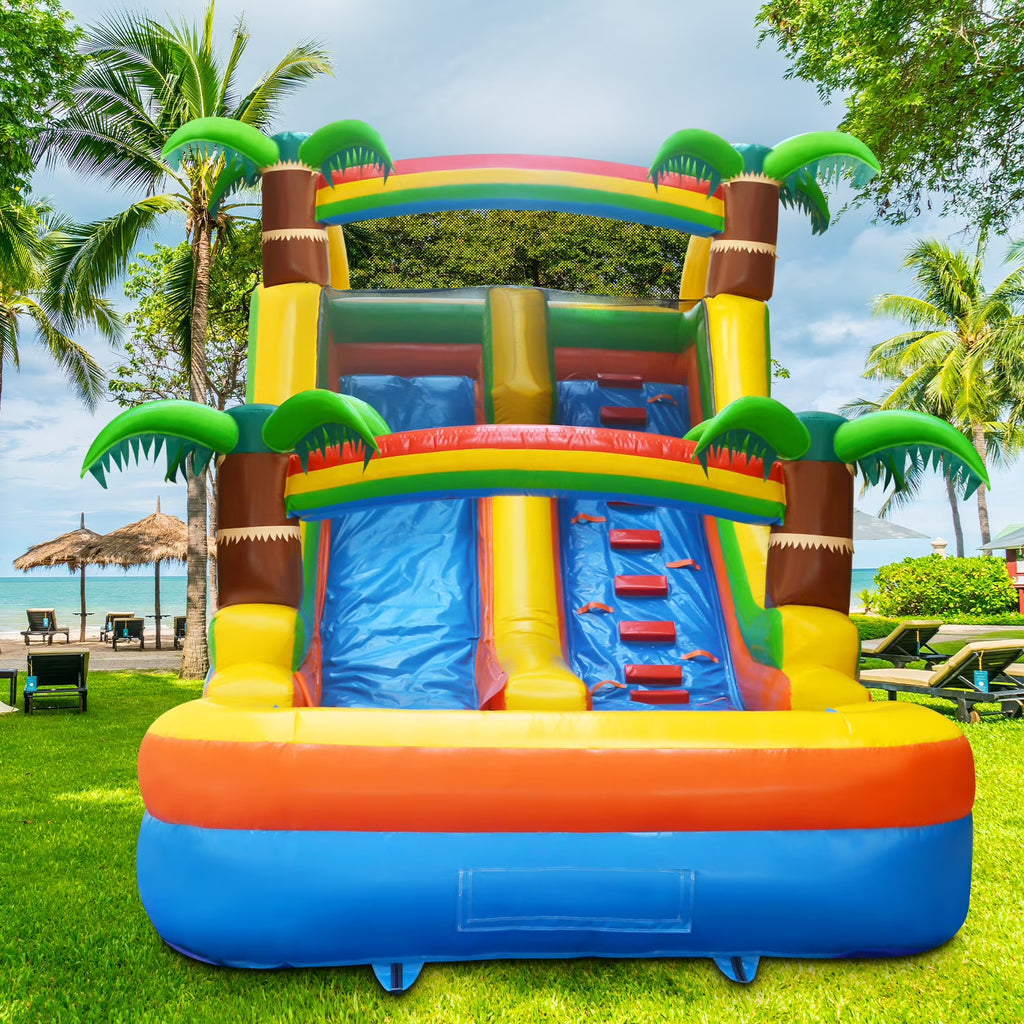 21 ft Inflatable Water Slide with Air Blower, Climbing Wall, Splash Pool L99252