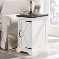 White Farmhouse Wood Nightstand with Charging Station Z30724