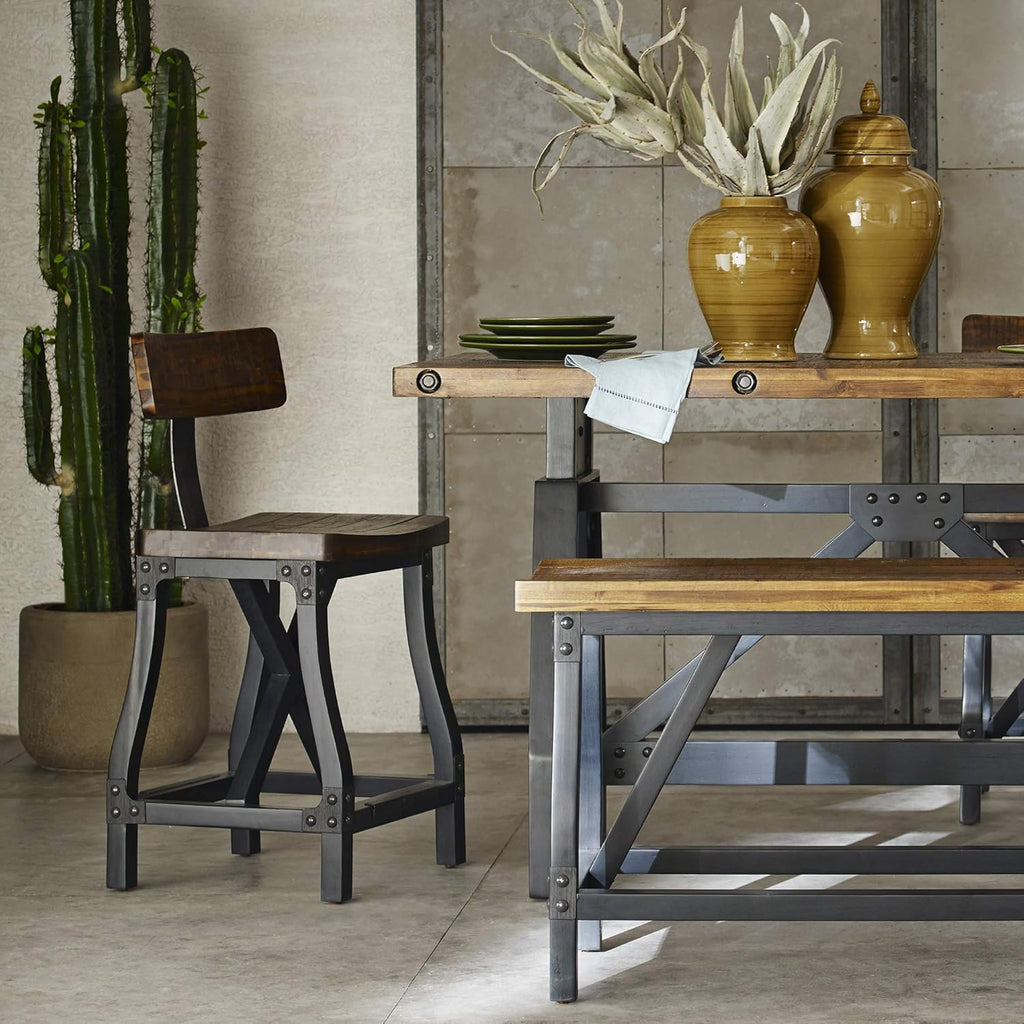 Amber Solid Wood Counter Stool with Removable Backrest A96966