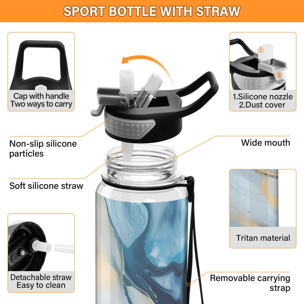 Blue Marble 32oz Tritan Leakproof Sports Bottle Y209910