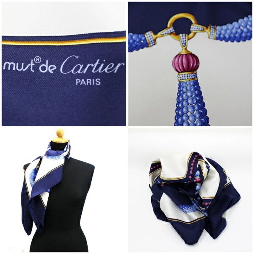 Navy White Pattern Scarf Muffler S331341