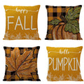 Buffalo Plaid Pumpkin Maple Leaf Fall Throw Pillow Covers Set of 4 T4108