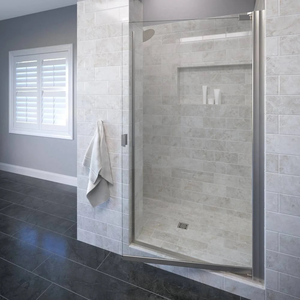 Brushed Nickel Framed Pivot Shower Door U8070