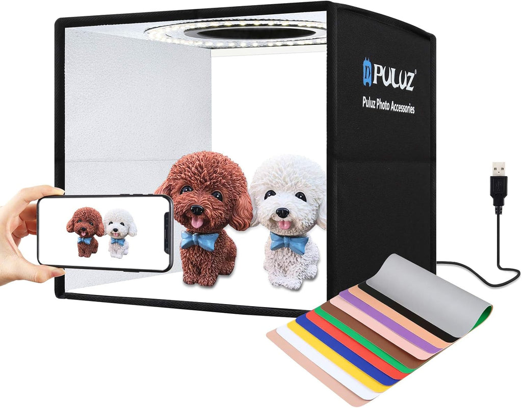 15.8"/40cm Photo Studio Light Box with Led Lights and 12 Colors Backdrops, Pack of 2 V763070