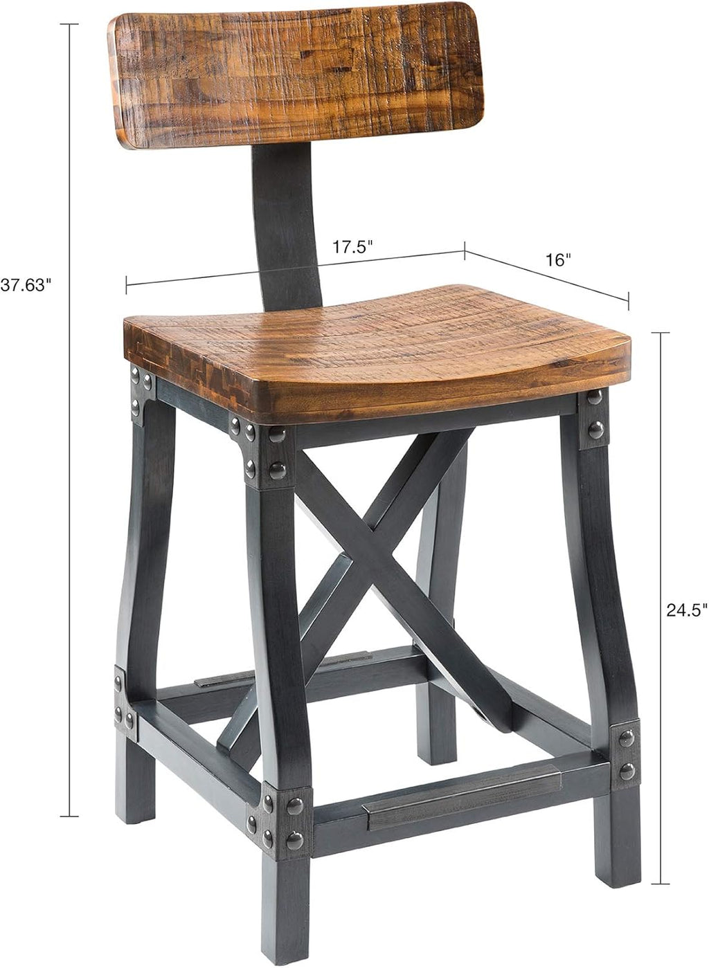 Amber Solid Wood Counter Stool with Removable Backrest A96966