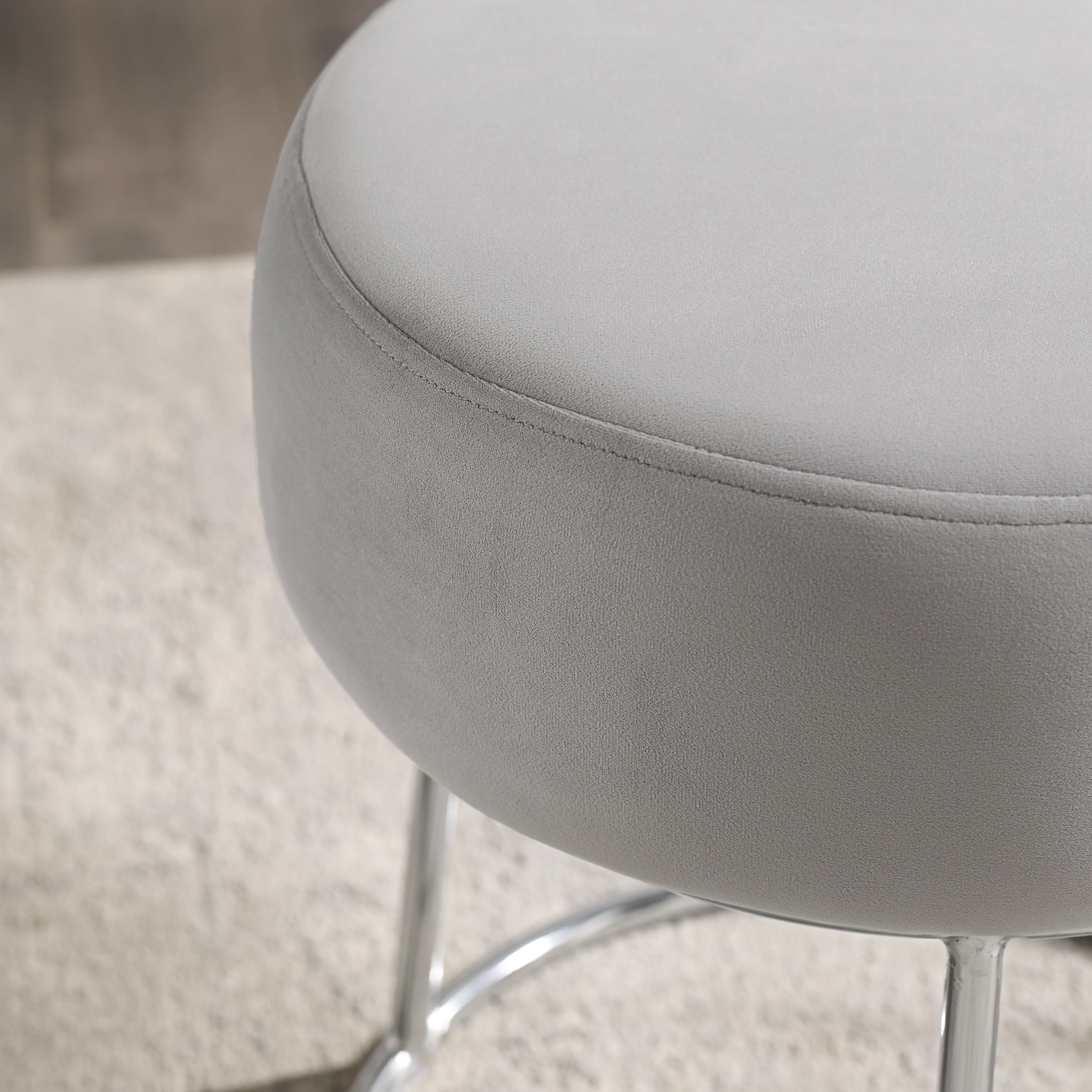 Gray Velvet Vanity Stool J5463